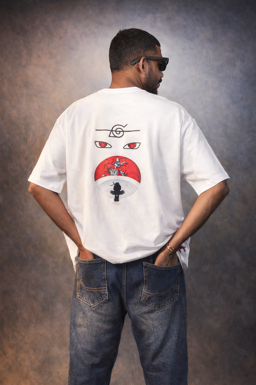 Naruto —  Itachi Uchiha Embroidery Oversized T-Shirt Black